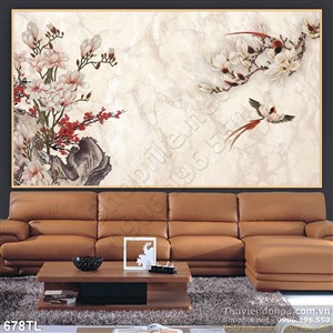 Tranh lụa 3D hoa phong thủy đẹp