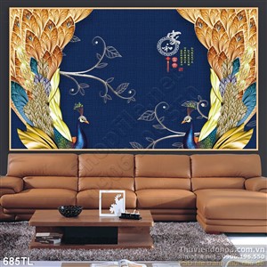 Tranh lụa 3D chim phượng hoàng đẹp