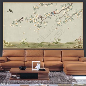 Tranh lụa 3D hoa mai nghệ thuật treo tường đẹp