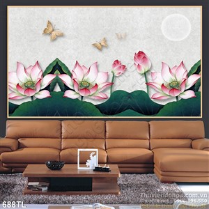 Tranh lụa 3D hoa sen đẹp nhất