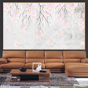 Tranh lụa 3D hoa in gạch đẹp