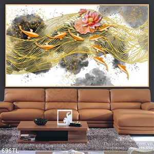 Tranh lụa 3D cửu ngư đẹp