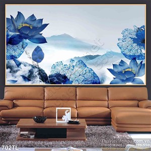 Tranh lụa 3D hoa sen trang trí treo tường đẹp