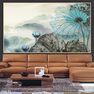 Tranh lụa 3D hoa sen đẹp nhất