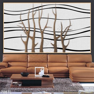 Tranh lụa 3D họa tiết in gạch hiện đại