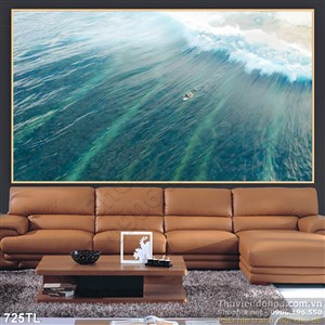 Tranh lụa 3D biển trang trí phòng đẹp