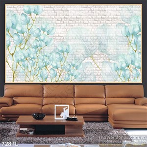 Tranh lụa 3D hoa trang trí tường