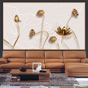 Tranh lụa 3D hoa Sen trang trí treo tường đẹp