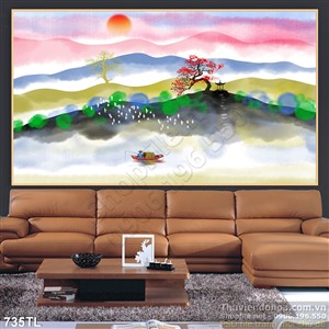 Tranh lụa 3D sơn dầu trang trí đẹp