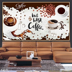 Tranh lụa 3D trang trí quán cà phê