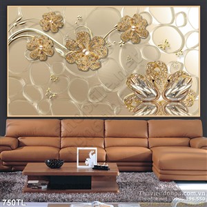 Tranh lụa 3D hoa kim cương treo tường đẹp