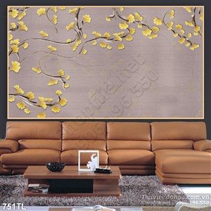 Tranh lụa 3D bình hoa trang trí tường đẹp