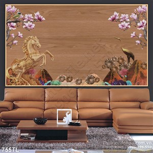 Tranh lụa 3D ngựa đẹp độc đáo