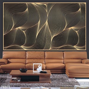 Tranh lụa 3D hoa văn hiện đại treo tường