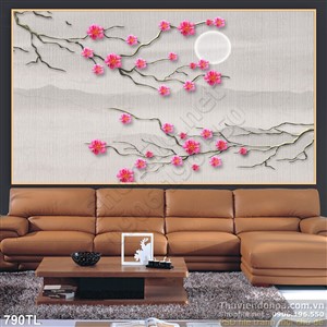 Tranh lụa 3D hoa hồng trang trí treo tường đẹp