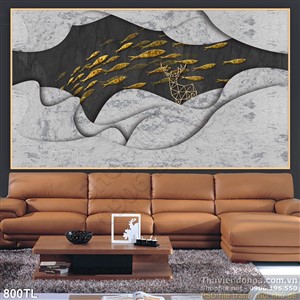 Tranh lụa 3D cá vàng trang trí đẹp