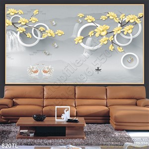 Tranh lụa 3D hoa mai trang trí đẹp