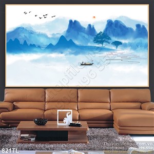 Tranh lụa 3D màu nước trang trí treo tường