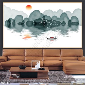 Tranh lụa 3D màu nước trang trí treo tường đẹp
