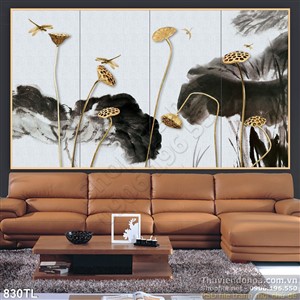 Tranh hoa Sen trang trí tường hiện đại