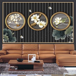 Tranh lụa 3D hoa sứ treo tường nghệ thuật