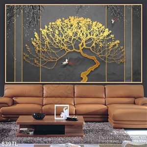 Tranh lụa 3D cây kim tiền đẹp độc đáo