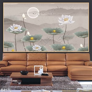 Tranh thư pháp hoa sen phong thủy đẹp