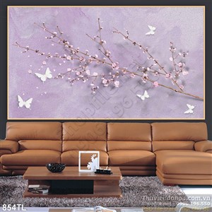 Tranh hoa đào trang trí tường nghệ thuật