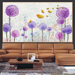 Tranh bồ công anh trên tường đẹp độc đáo