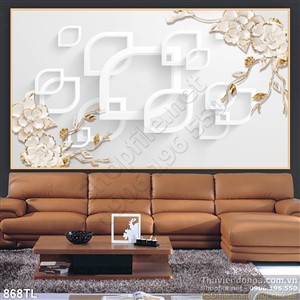 Tranh lụa 3D hoa trang trí phòng khách
