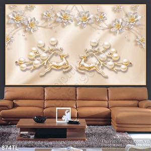 Tranh lụa hoa nghệ thuật và hươu nai