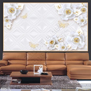 Tranh lụa 3D hoa hồng nghệ thuật treo tường