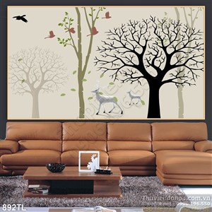 Tranh decor hươu nai đẹp độc đáo