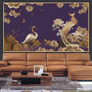 Tranh chim công và hạc kim tiền