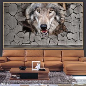 Tranh lụa sói treo tường đẹp