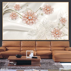 Tranh lụa 3D hoa ngọc đẹp độc đáo