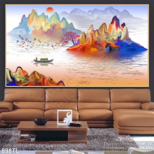 Tranh lụa 3D màu trang trí treo tường đẹp