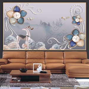 Tranh lụa 3D hoa trang sức treo tường