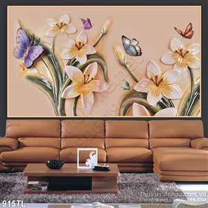 Tranh lụa 3D hoa trang trí treo tường đẹp