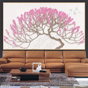Tranh hoa đào nghệ thuật treo tường