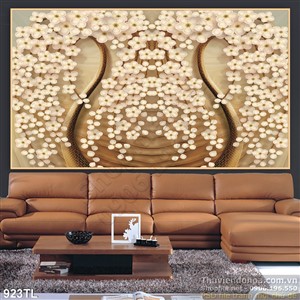 Tranh lụa 3D hoa mai kim tiền đẹp