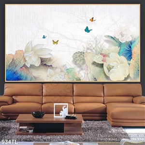 Tranh lụa 3D hoa trang trí tường đẹp