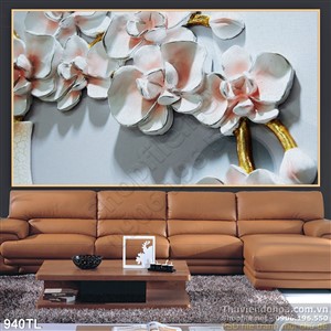 Tranh lụa 3D hoa lan trang trí đẹp