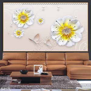 Tranh lụa 3D hoa mai kim cương đẹp