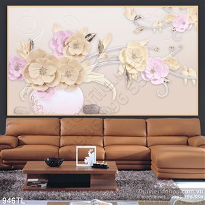 Tranh lụa 3D hoa trang trí treo tường đẹp