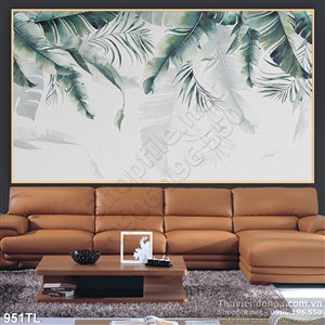 Tranh lá hiện đại trang trí phòng khách