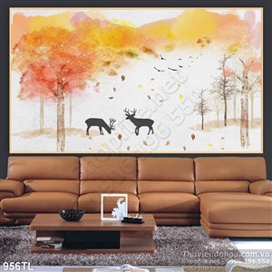 Tranh hươu nai trang trí treo tường đẹp