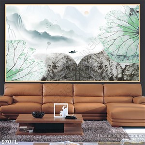 Tranh thư pháp lá sen đẹp độc đáo