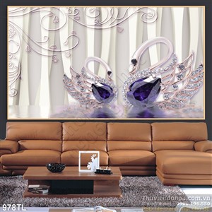 Tranh lụa 3D chim thiên nga mới nhất