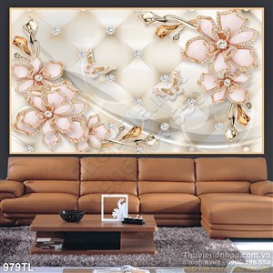 Tranh lụa 3D hoa kim cương treo tường phòng khách